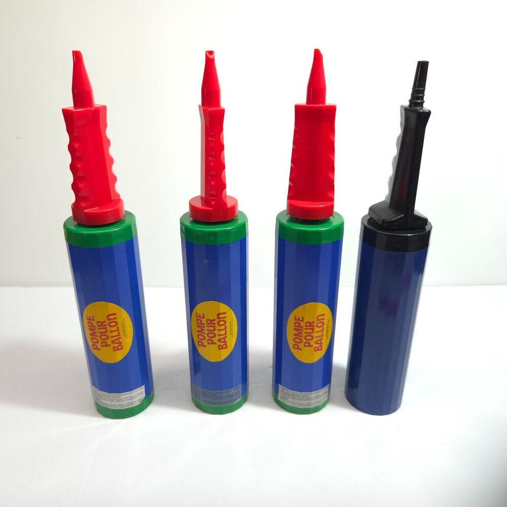 Hand Held Balloon Pump Inflator Lot of 4 Manual Dual Action Birthday Party Amsca